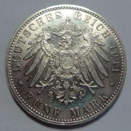 German States: Bavaria, Silver 5-Mark of 1911