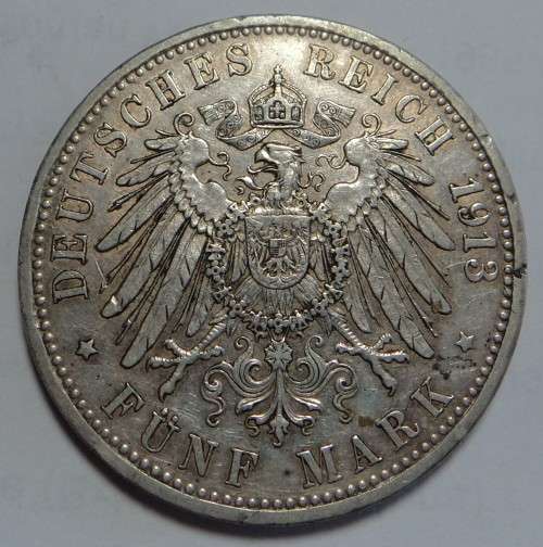 German States: Bavaria, Silver 5-Mark of 1913