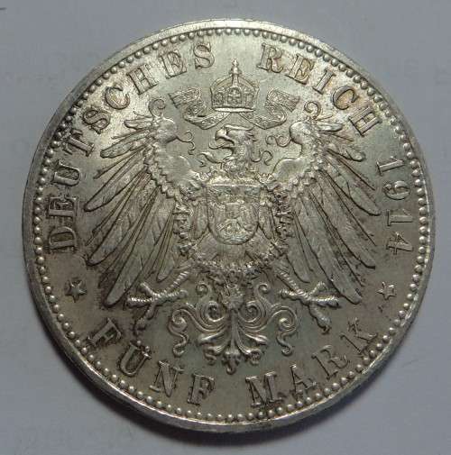 German States: Bavaria, Silver 5-Mark of 1914