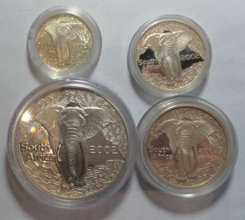 RSA Silver Proof Set of 2002: The Elephant (¼, ½, 1 & 2 Oz)