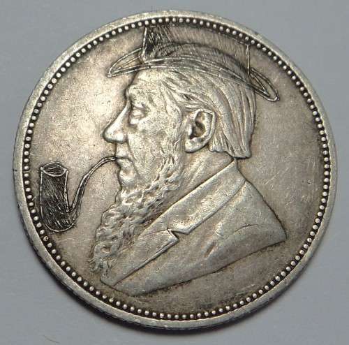 Boer War Trench Art 2-Shilling 1894: Kruger with Pipe & Hat
