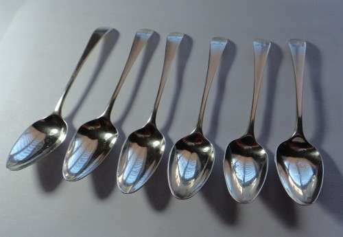 Georgian Silver Teaspoons (set of 6) Old English Pattern, Bateman, London 1796