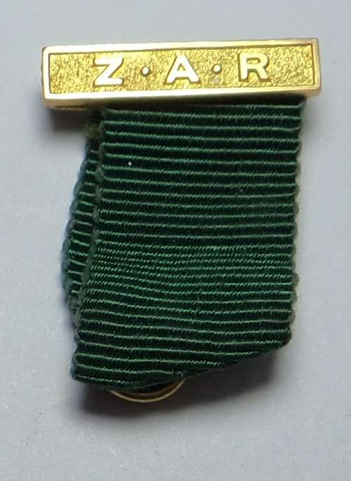 9ct GOLD Bar & Ribbon for Burger-Unie van die ZAR Medal