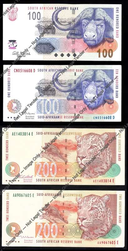 Stals, Mboweni & Marcus R100 & R200 circulated Big Five Notes