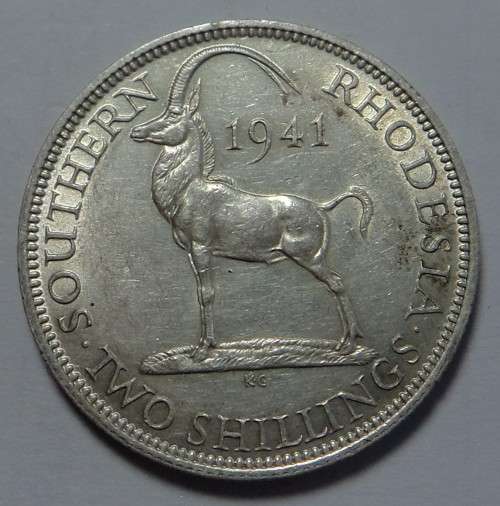 Rhodesia: Silver 2-Shillings (2/-) of 1941