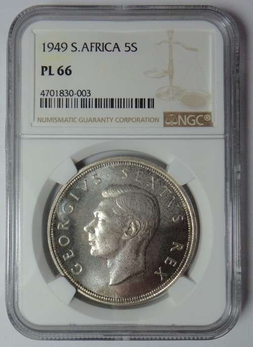 SA Union: Silver Crown (5/-) 1949: NGC PL 66