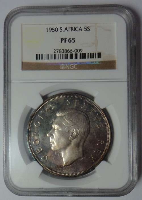 SA Union: Silver Crown (5/-) 1950: NGC PF 65