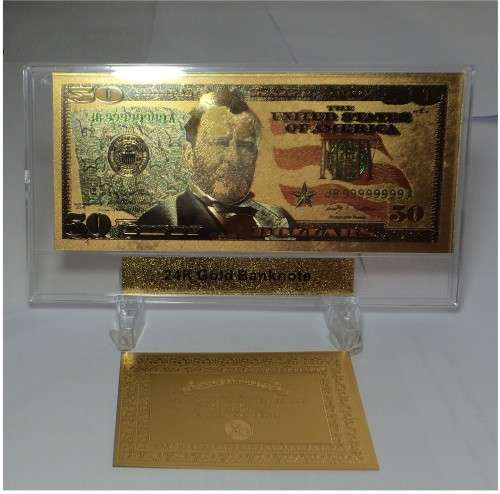 USA: 24K Gold Banknote: 50 Dollars