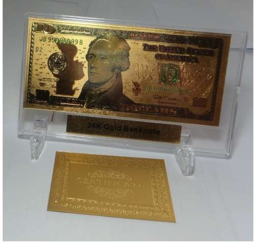 USA: 24K Gold Banknote: 10 Dollars