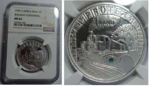 RSA: Silver R1 of 1995 (Railways) NGC MS 64