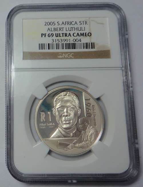 RSA: Silver Proof R1 2005 (Luthuli) NGC PF 69 Ultra Cameo