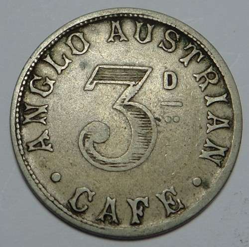 Johannesburg Anglo Austrian Cafe 3-Pence Token
