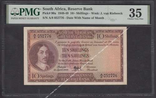 Union of SA: Ten Shillings 21 April 1948: PMG 35 Choice Very Fine