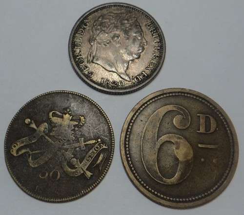 George III Token of 1810 & Silvered Shilling Token of 1820