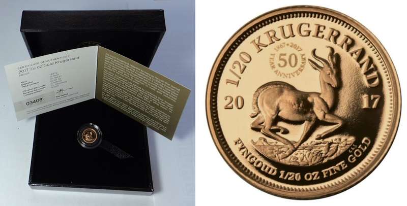 GOLD 1/20th OZ Proof Krugerrand 2017 with Privy Mark (2 available)