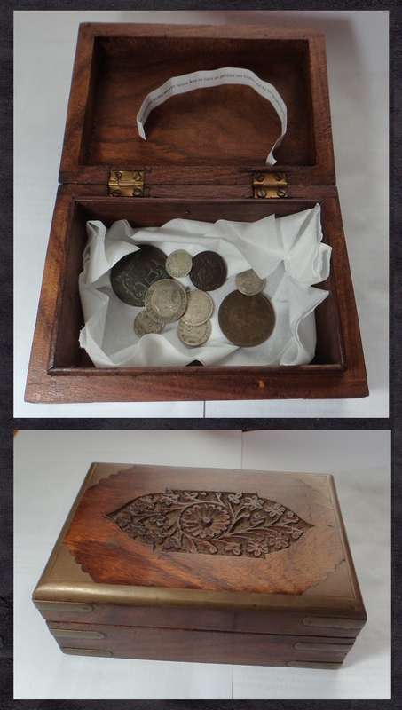 Wooden Box with Anglo Boer War-era Coins from Z.A.R. & Ceylon