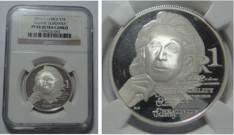 RSA Silver R1 of 2010 (Nadine Gordimer) PF 68 Ultra Cameo