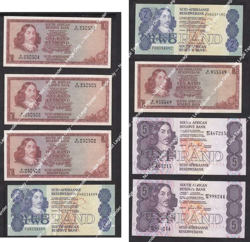 Collection of old Jan van Riebeeck Banknotes