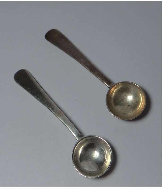 Two Silver Mustard Spoons by Hamilton & Co, Calcutta, India