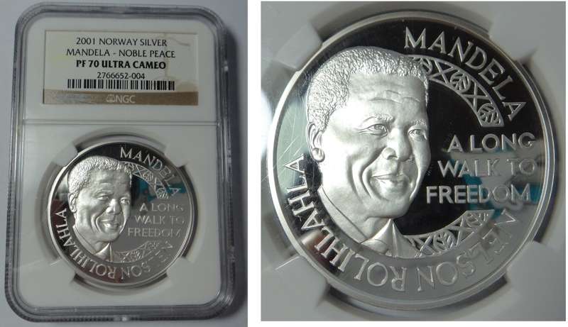 Mandela Noble Prize: 2001 Silver Medal: NGC PF 70 Ultra Cameo