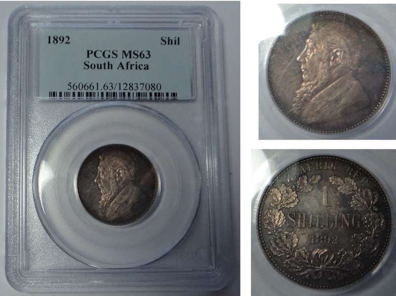 Paul Kruger ZAR: Shilling (1/-) 1892, PCGS MS 63