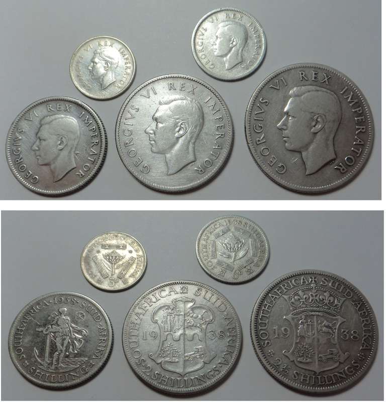 Union of South Africa: Complete Silver Coin Set of 1938