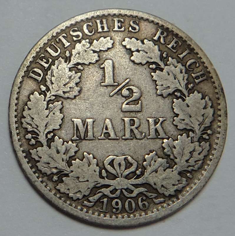 Imperial Germany: Silver Half Mark 1906