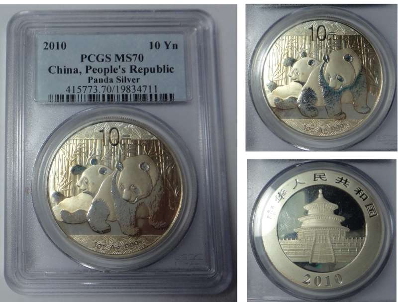 China: Silver 1 OZ 10 Yuan (Panda) 2010 PCGS MS70