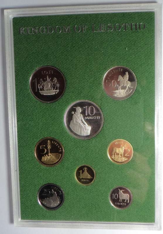 Kingdom of Lesotho Proof Set 1980 with SILVER 10 Maloti