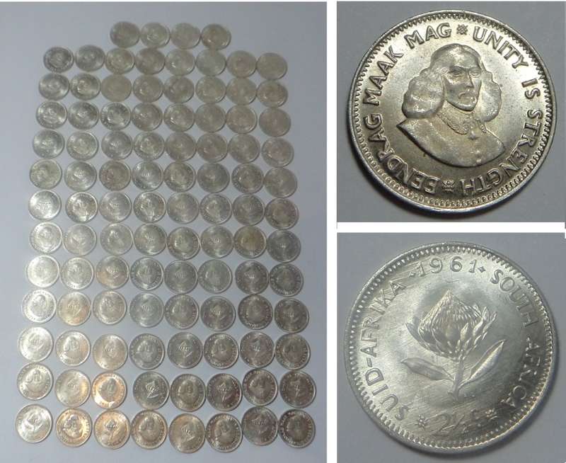RSA: 100 Silver Tickeys of 1961 (Bid per Coin)