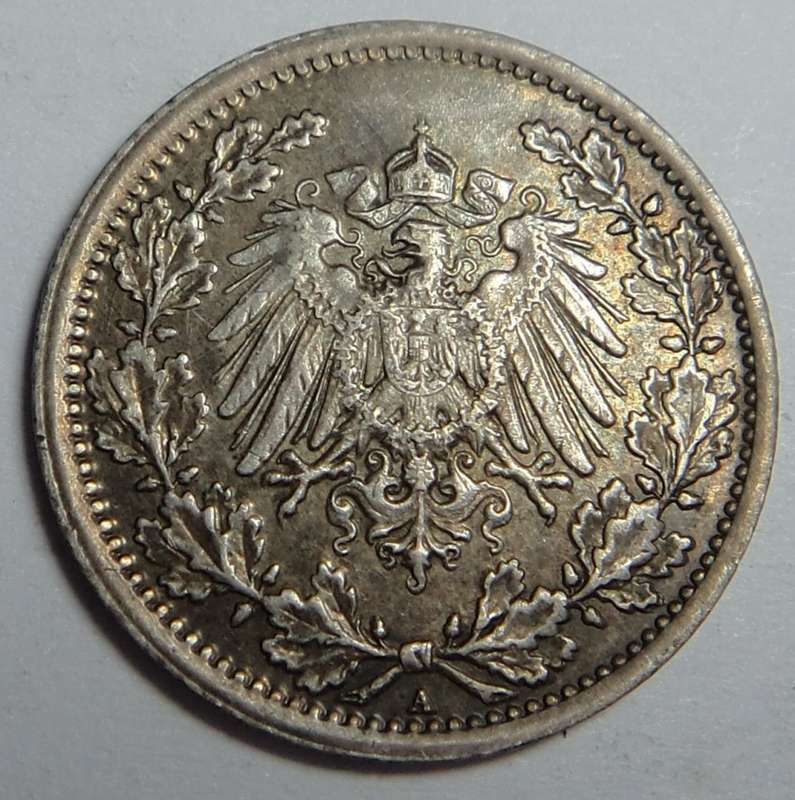 German Empire, Wilhelm II, Silver Half Mark 1918 A