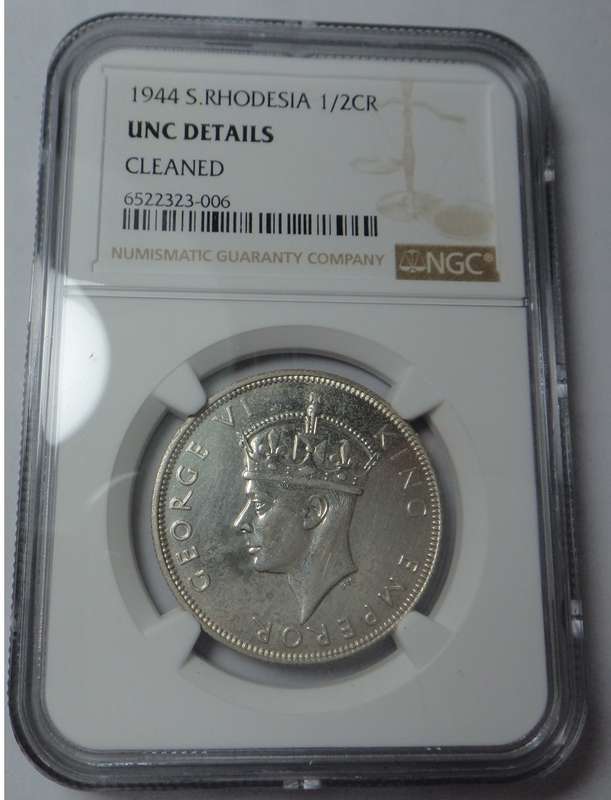Rhodesia: Half Crown of 1944: NGC graded UNC details