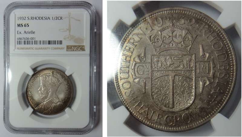 Southern Rhodesia: Half Crown (2/6-) of 1932: NGC MS 65