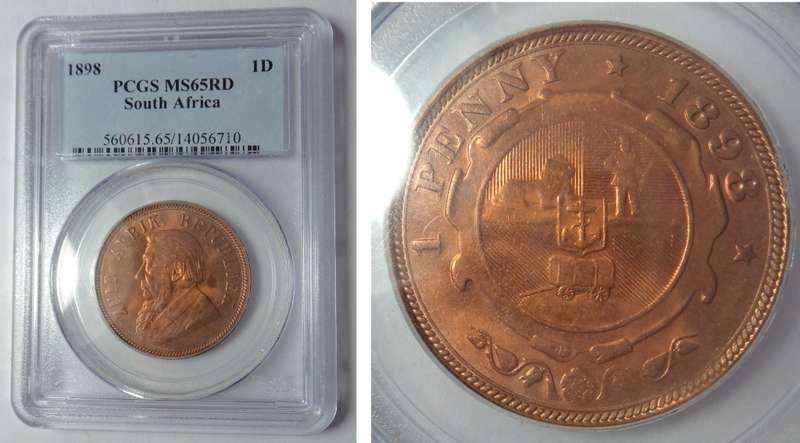Paul Kruger ZAR Penny of 1898: PCGS MS 65 Red