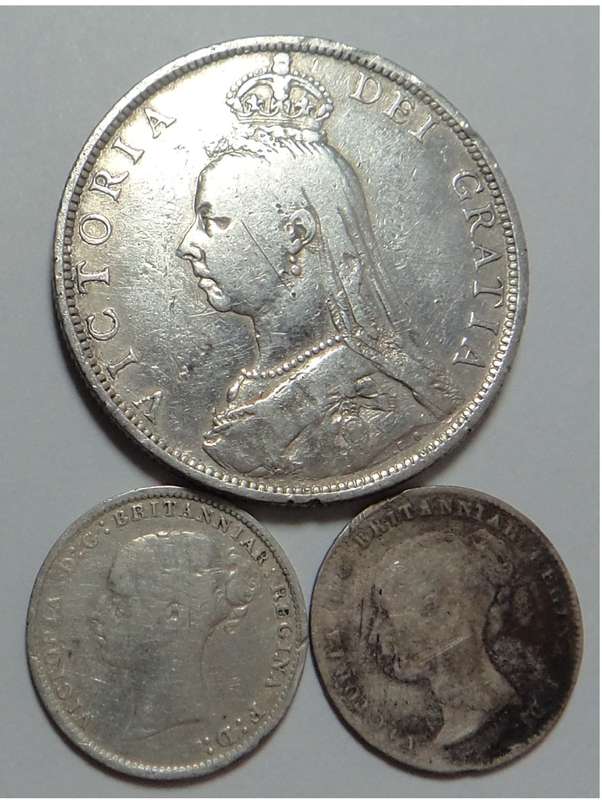 Great Britain: 2 x Victorian Tickeys and a Florin