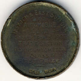 EDWARDIAN MOTOR RACING MEDAL (Sterling Silver 1907)