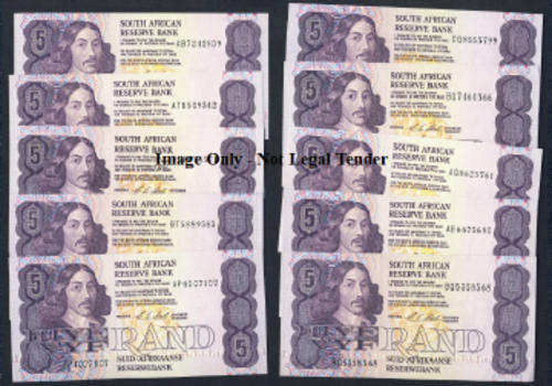 Chris Stals R5: Ten (10) x Crisp Uncirculated Five Rand Notes