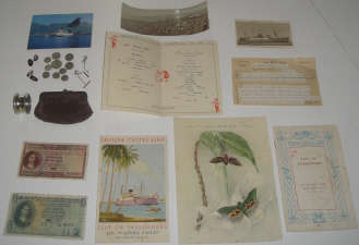 UNION-CASTLE LINE:  Memorabilia including Menus, Passengers list, coins, notes, post cards etc.