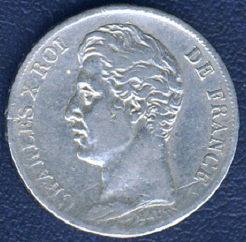KING CHARLES X of France: Silver Franc of 1825