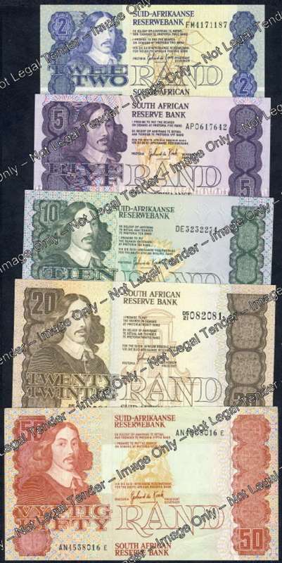 CRISP UNCIRCULATED : Gerhard de Kock : FULL SET from R2 to R50