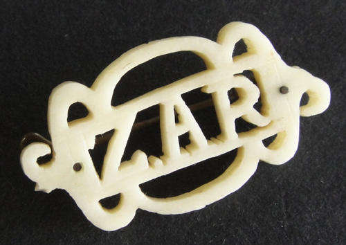 ZAR Prisoner-or-War (P.O.W.) brooch made from Ivory or Bone.