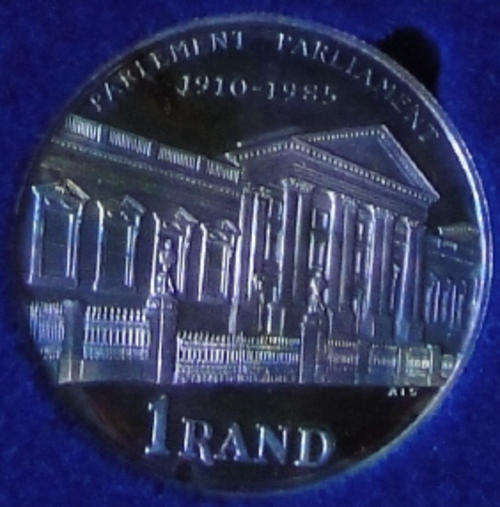 1985 (PARLIAMENT) SILVER R1 in official Blue SAM Box (Proof Condition)