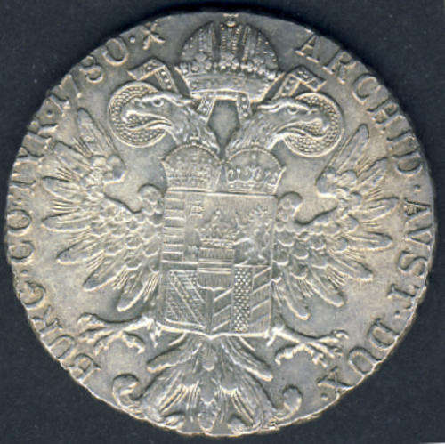 Austrian Maria Theresa SILVER crown-sized Thaler dated 1780