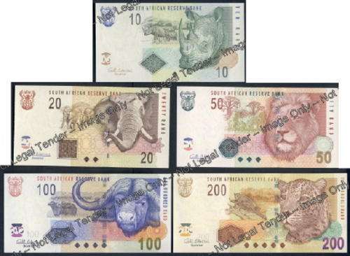 AMAZING: Gill Marcus set (R200, R100, R50, R20 and R10) ALL with SAME serial number AA0000742