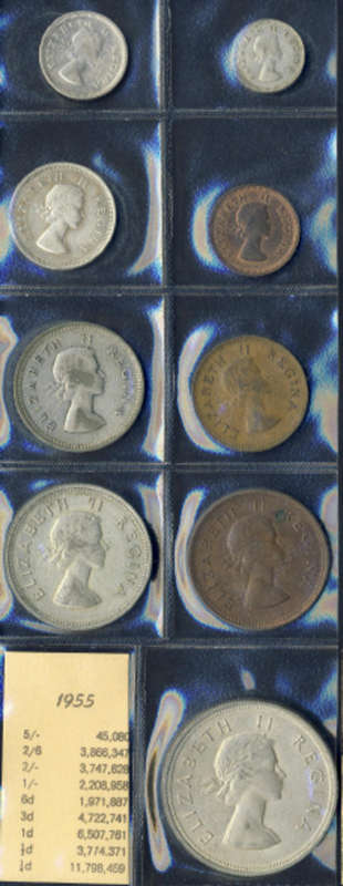 COMPLETE: Union of South Africa Coin Set : 1955
