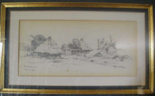 ORIGINAL OTTO KLAR (1908-1994) KWAZULU scetch dated 16.8.80 : 20 cm x 9.2 cm