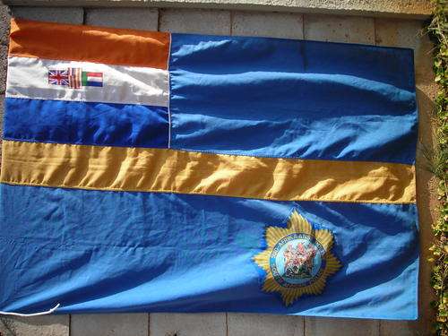 LARGE CEREMONIAL SOUTH AFRICAN POLICE FLAG / 1987