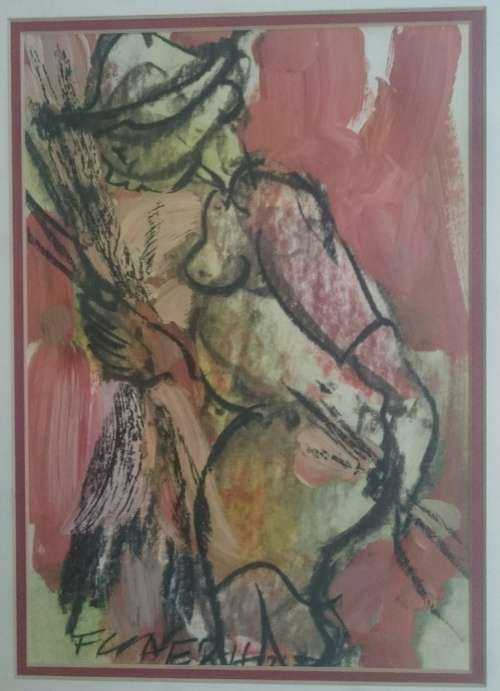 Original acrylic, pastel and charcoal painting by FRANS CLAERHOUT