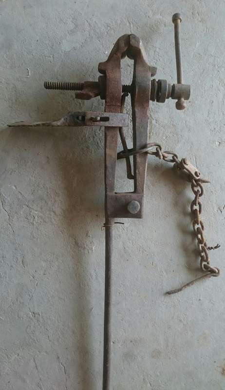 Old blacksmith's pole mounted vise
