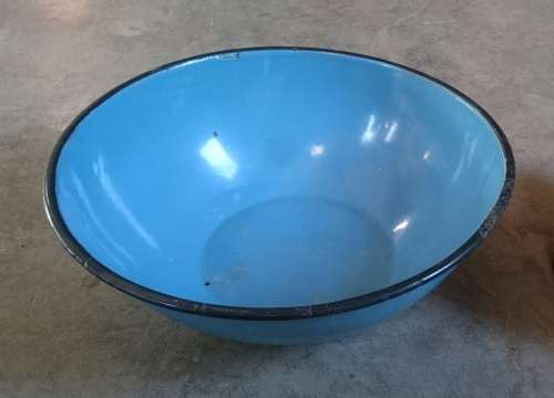 Large Enamel blue bowl 295mm dia.